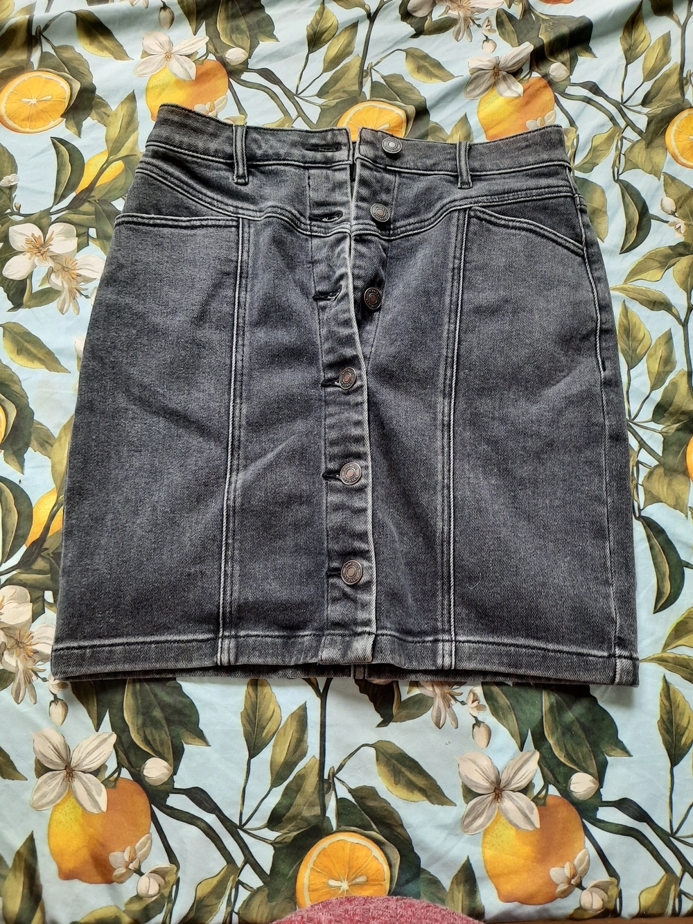 RW&CO. Black Washed Button-Front Denim Mini Skirt